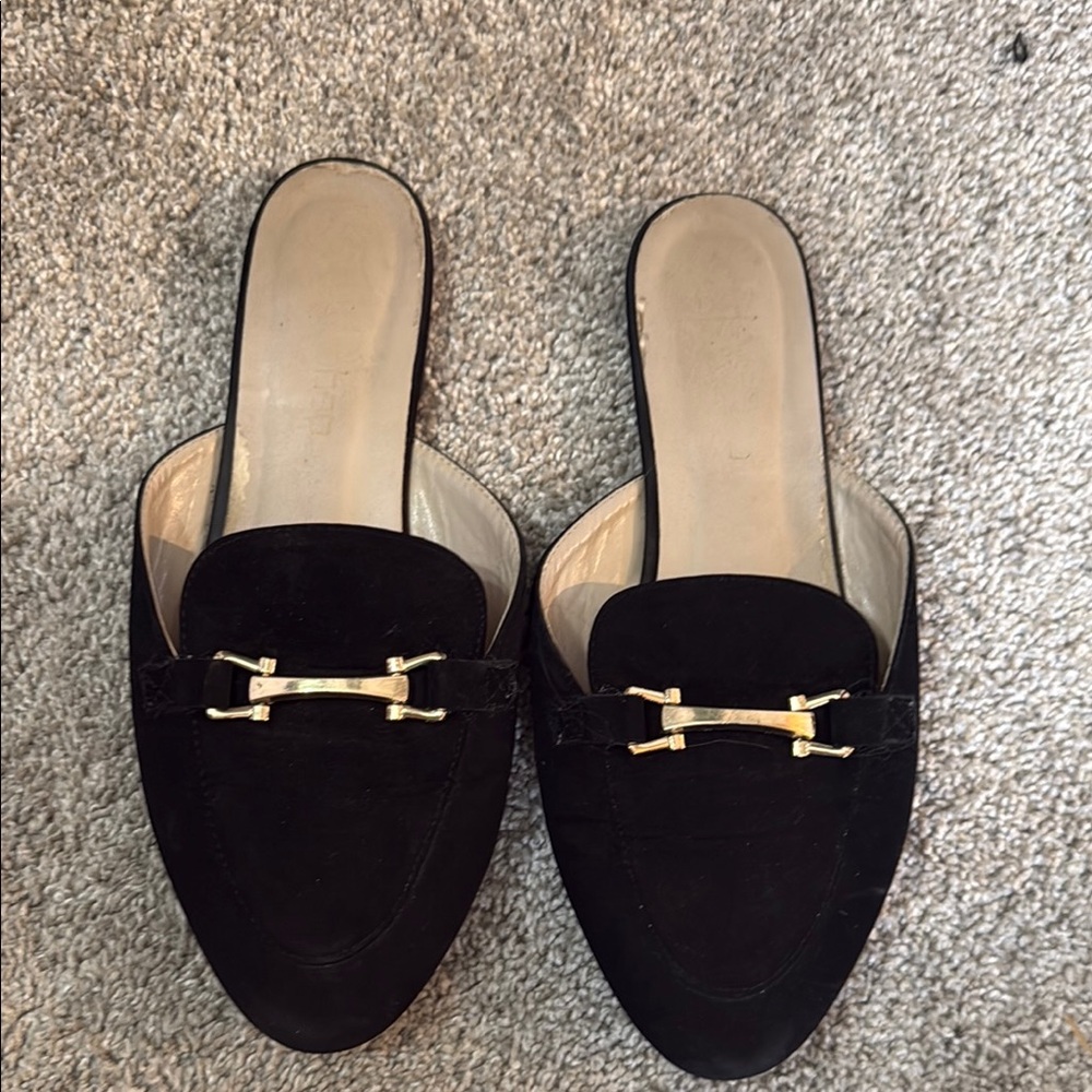 Elegant Black Women's Mules with Gold Accent